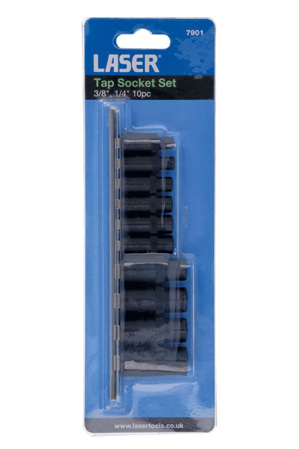 Laser Tools 7901 Tap Socket Set 3/8"D, 1/4"D 10pc