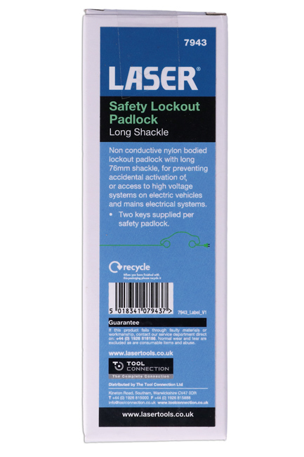 Laser Tools 7943 Long Shackle Safety Lockout Padlock