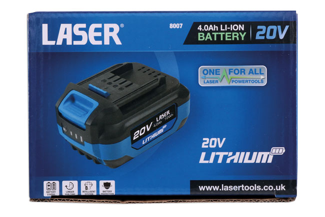 Laser Tools 8007 20V 4.0Ah Li-ion Battery 'One Battery Powers All'