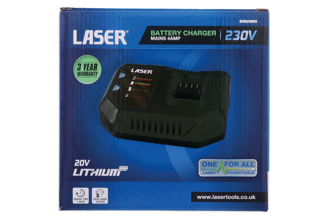 Laser Tools 8008 Battery Charger 230V Mains 4 amp with UK Plug
