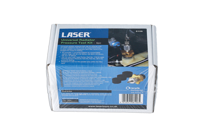 Laser Tools 8106 Universal Radiator Pressure Test Kit 4pc
