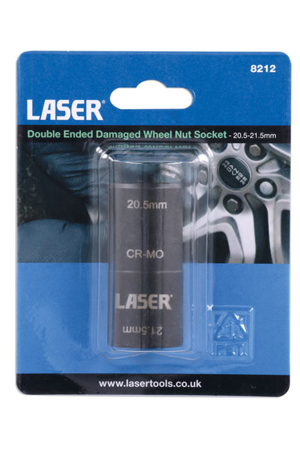Laser Tools 8212 Double Ended Damaged Wheel Nut Socket 20.5x21.5mm