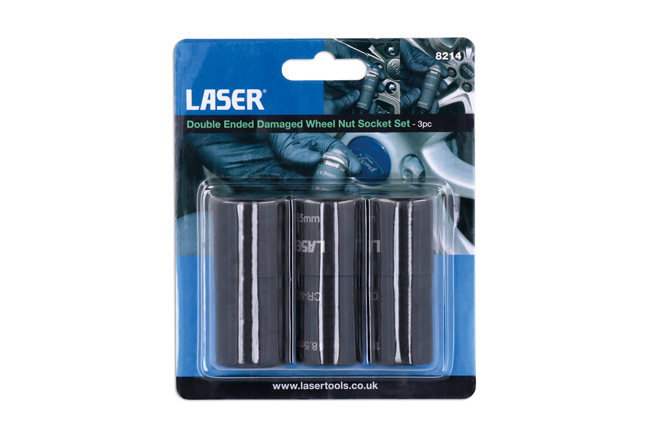 Laser Tools 8214 Double Ended Damaged Wheel Nut Socket Set 3pc