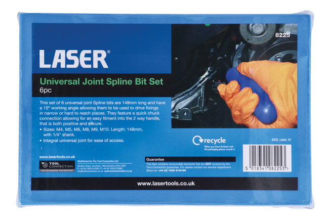 Laser Tools 8225 Universal Joint Spline Bit Set 6pc