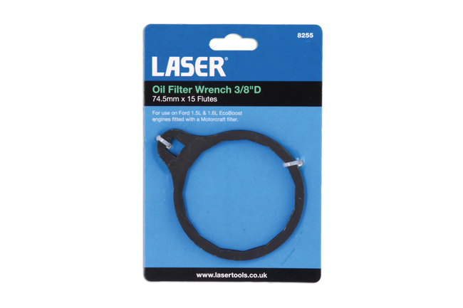 Laser Tools 8255 Oil Filter Wrench 3/8”D - 74.5mm x 15 Flutes