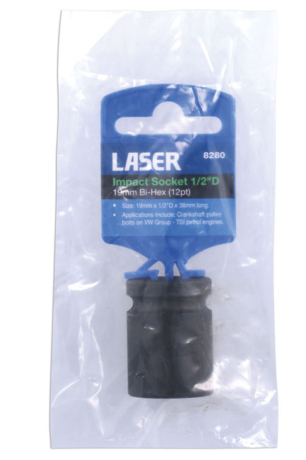 Laser Tools 8280 19mm Bi-Hex Impact Socket 1/2"D