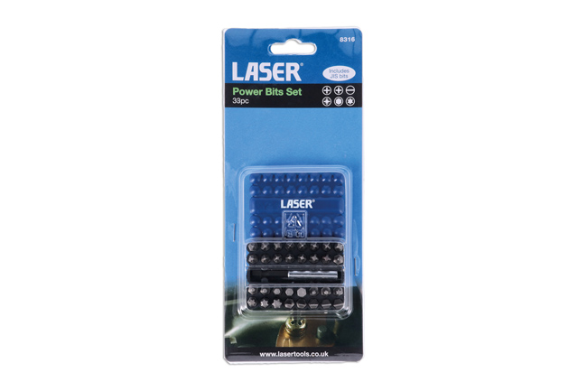 Laser Tools 8316 Power Bits Set, includes JIS 33pc