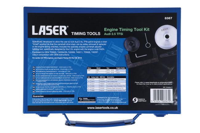 Laser Tools 8367 Engine Timing Tool Kit - for Audi 2.5 TFSi