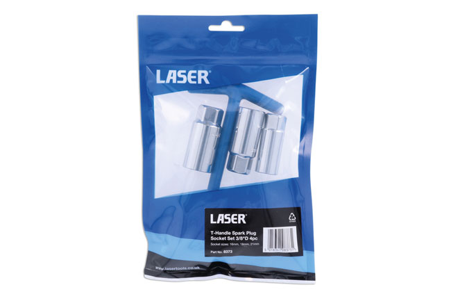 Laser Tools 8373 T-Handle Spark Plug Socket Set 3/8"D 4pc