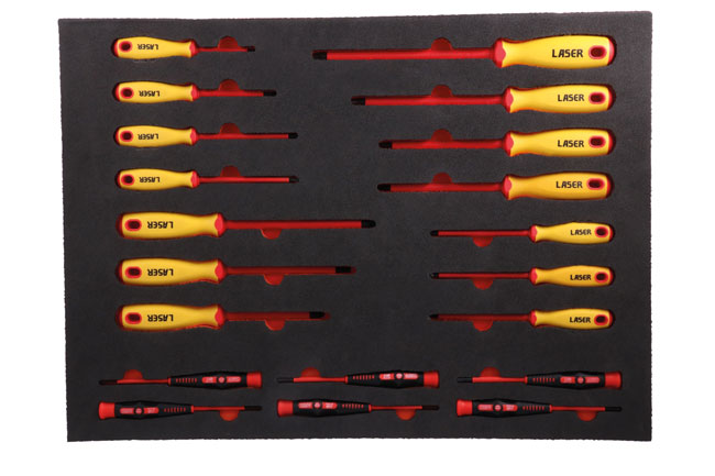 Laser Tools 8486 Insulated Screwdrivers in Foam Inlay