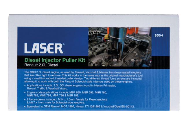 Laser Tools 8504 Diesel Injector Puller Kit - Renault 2.0L Diesel