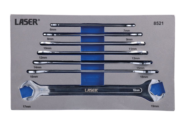 Laser Tools 8521 Ultra Thin Ratcheting Action Spanner Set 7pc