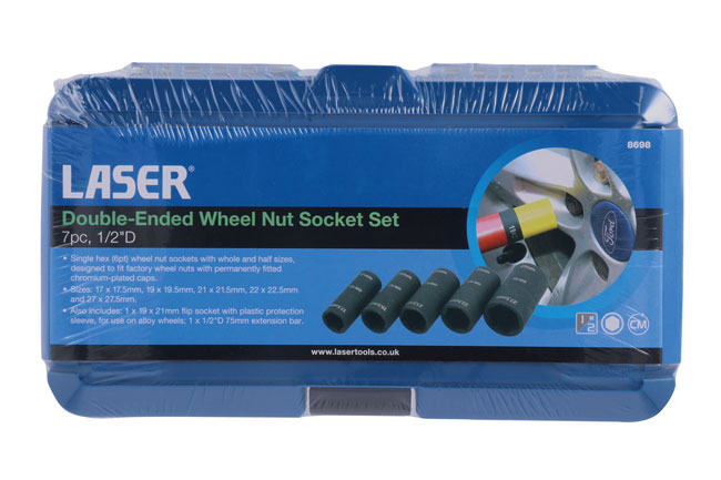 Laser Tools 8698 Double Ended Wheel Nut Socket Set 7pc