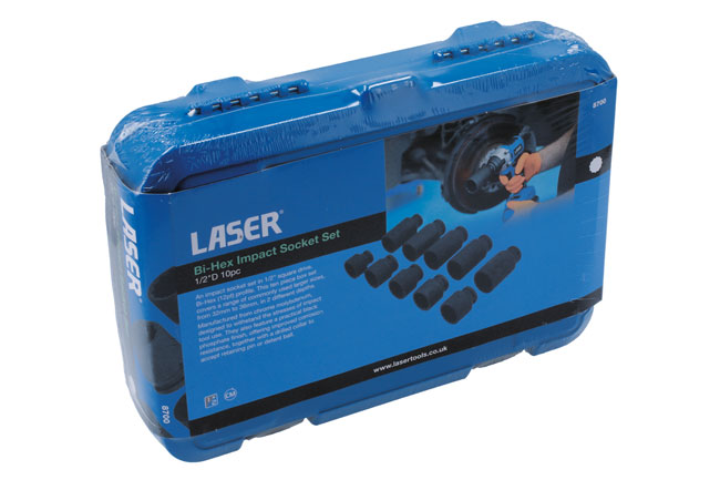 Laser Tools 8700 Impact Hub Nut Socket Set 1/2"D 10pc
