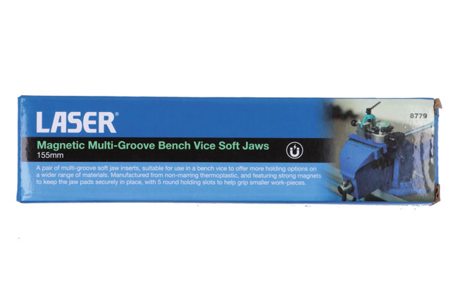 Laser Tools 8779 Magnetic Multi-Groove Bench Vice Soft Jaws 155mm