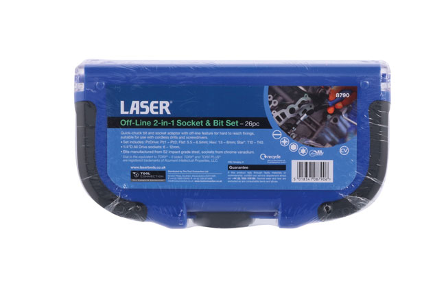 Laser Tools 8790 Off-Line 2-In-1 Socket & Bit Set 26pc