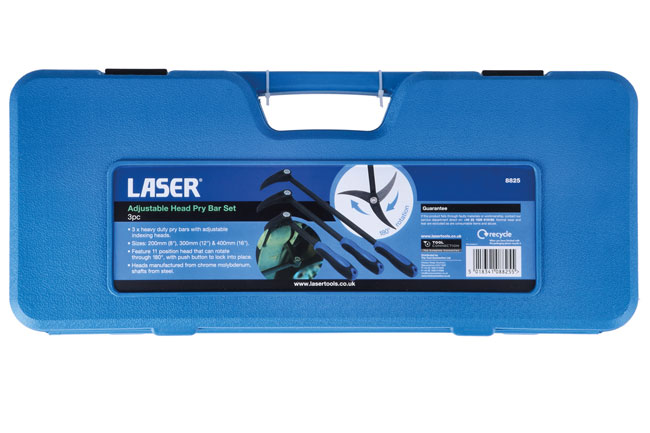 Laser Tools 8825 Adjustable Head Pry Bar Set 3pc