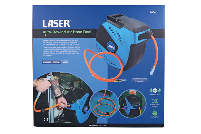 Laser Tools 8864 Auto-Rewind Air Hose Reel 15m