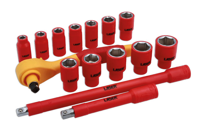 Laser Tools 8891 VDE Insulated Socket Set 3/8"D 15pc