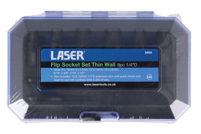 Laser Tools 8905 Double Ended Thin Wall Socket Set 1/4 "D 8pc