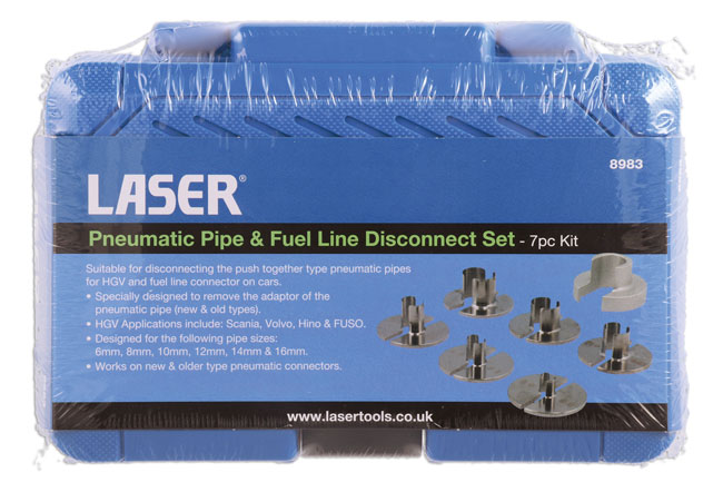 Laser Tools 8983 Pneumatic Pipe & Fuel Line Disconnect Set - 7pc Kit