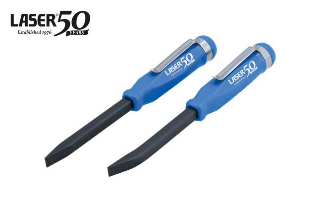 Laser Tools 9201 Mini Pry Bar Set with Go Thru Handles & Pocket Clips - 2pc - 50th Anniversary