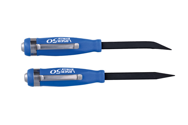 Laser Tools 9201 Mini Pry Bar Set with Go Thru Handles & Pocket Clips - 2pc - 50th Anniversary