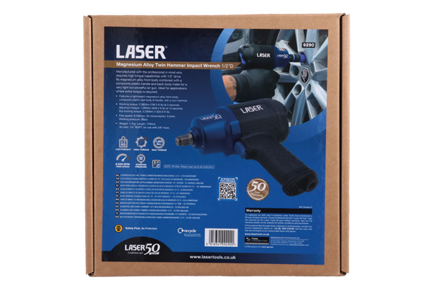 Laser Tools 9290 Magnesium Alloy Twin Hammer Impact Wrench 1/2"D - 50th Anniversary