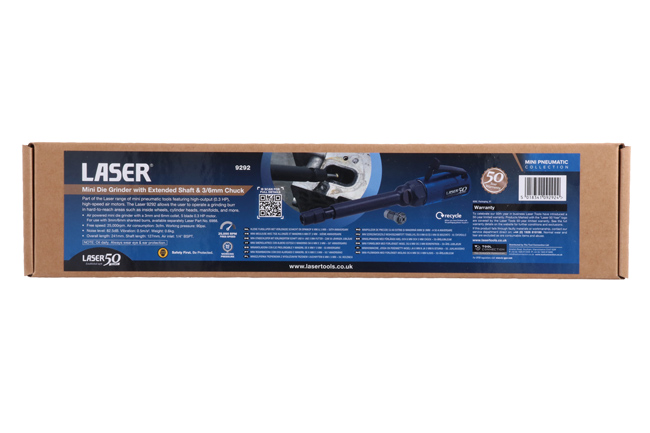 Laser Tools 9292 Mini Die Grinder with Extended Shaft & 3mm/6mm Chuck - 50th Anniversary