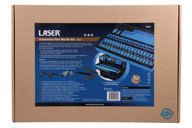 Laser Tools 9300 Automotive Non-Slip Bit Set 40pc - 50th Anniversary