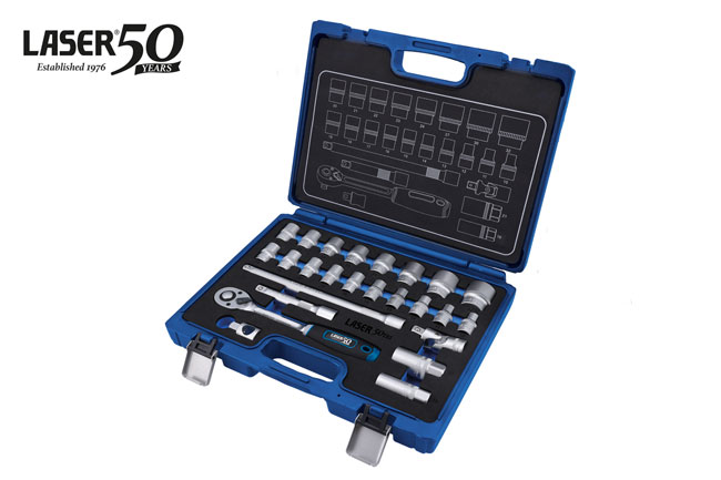 Laser Tools 9327 Socket Set 1/2"D - 25pc - 50th Anniversary
