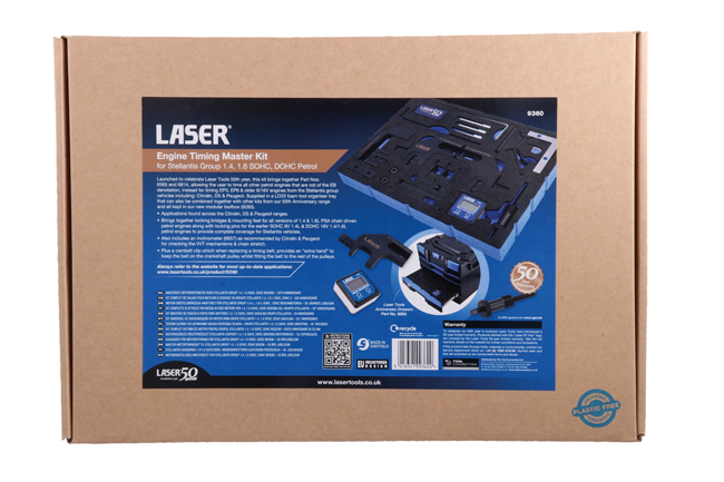Laser Tools 9360 Engine Timing Master Kit for Stellantis Group 1.4, 1.6 SOHC, DOHC Petrol - 50th Anniversary