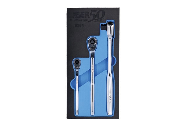 Laser Tools 9364 Ratchet Set with Comfort Handle 3pc - 50th Anniversary
