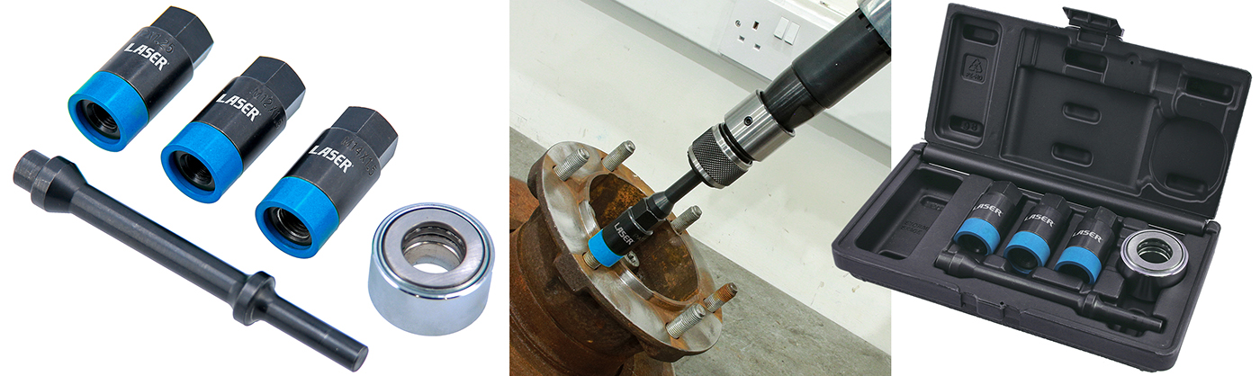 Quick & clean wheel stud extraction and installation for cars and vans