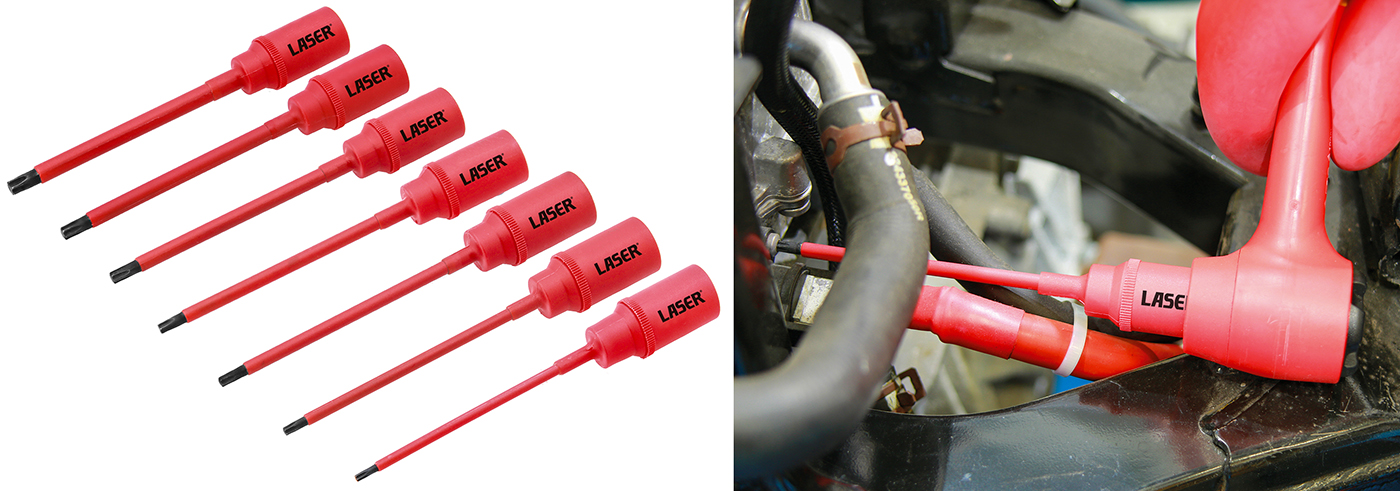 Laser Tools expands insulated range with this Extra-Long Slim Star Bit Socket Set for EV applications