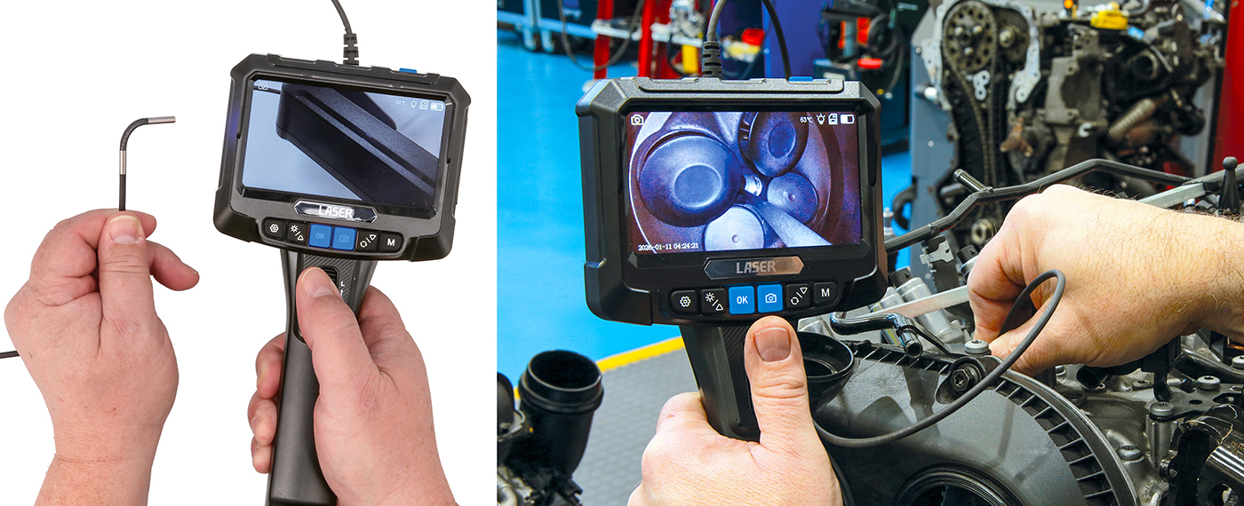 Laser Tools’ new Portable Endoscope Camera features a 360° swivel lens for accurate inspection