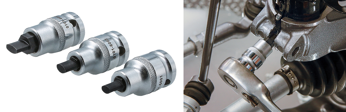 Compact hub clamp spreader sockets for MacPherson strut work