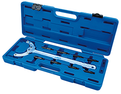 New from Laser Tools: the universal belt pulley & chain sprocket holding tool — pin wrench and pulley holder in one 