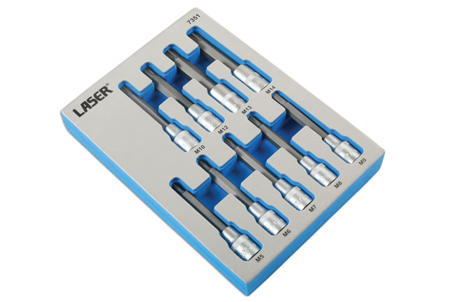 Laser Tools 7351 Tamperproof Ribe Socket Bit Set 1/2"D 9pc