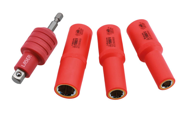 Laser Tools 9151 Non-Conductive Insulated Quick Chuck Adaptor with Magnetic Sockets 4pc