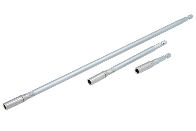 Laser Tools 9225 Stainless Steel 1/4" Hex Bit Holders - 3pc