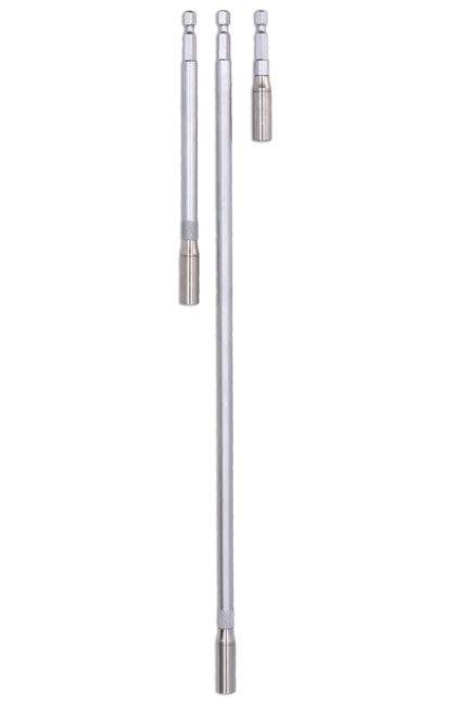 Laser Tools 9225 Stainless Steel 1/4" Hex Bit Holders - 3pc