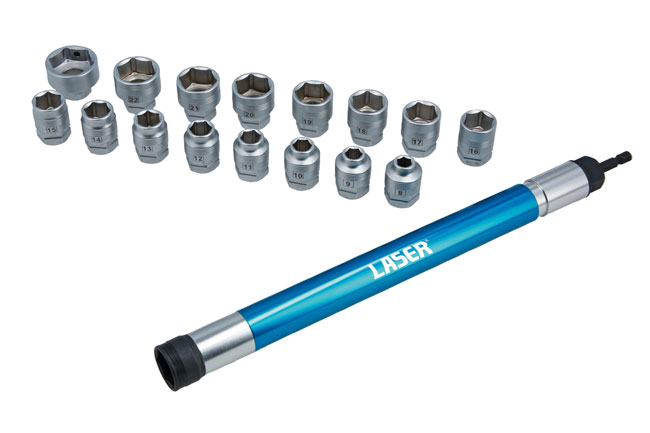 Laser Tools 9249 Deep Nut Driver & Setter Socket Tool Set - 17pc