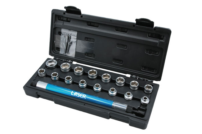 Laser Tools 9249 Deep Nut Driver & Setter Socket Tool Set - 17pc