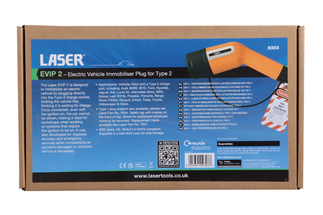 Laser Tools 9303 EVIP 2 - Electric Vehicle Immobiliser Plug for Type 2
